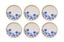Hermia Juego de Platos de Postre Golden Blue Ivy en Porcelana 100% con Detalles Dorados, Azules y Blancos, 6 Piezas de 19.3cm